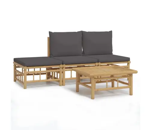 4-Daļīgs Dārza Atpūtas Mēbeļu Komplekts Ar Matračiem, Bambuss Vidaxl