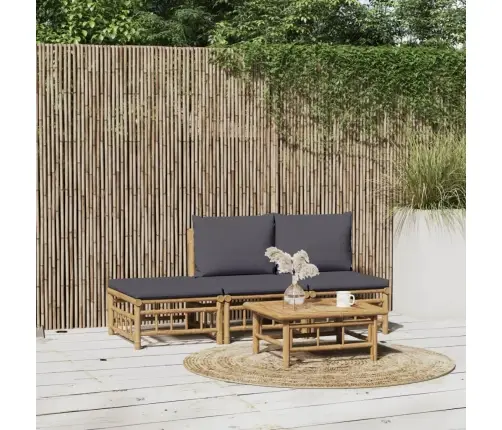 4-Daļīgs Dārza Atpūtas Mēbeļu Komplekts Ar Matračiem, Bambuss Vidaxl