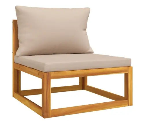 5-Osaline Aiamööbli Komplekt Pruunikashallide Patjadega, Puit