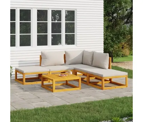 6-Daļīgs Dārza Atpūtas Mēbeļu Komplekts Ar Matračiem, Masīvkoks Vidaxl