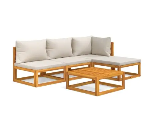 5-Daļīgs Dārza Atpūtas Mēbeļu Komplekts Ar Matračiem, Masīvkoks Vidaxl