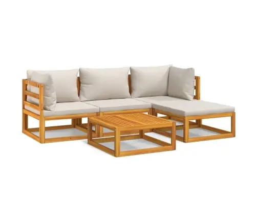 Sodo Komplektas Su Pilkomis Pagalvėlėmis, 5 Dalių, Mediena