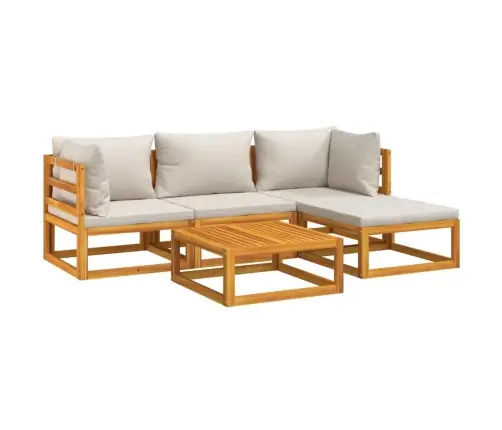 Sodo Komplektas Su Pilkomis Pagalvėlėmis, 5 Dalių, Mediena