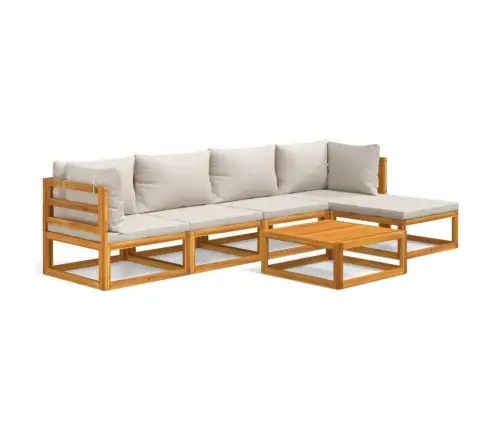 Sodo Komplektas Su Pilkomis Pagalvėlėmis, 6 Dalių, Mediena