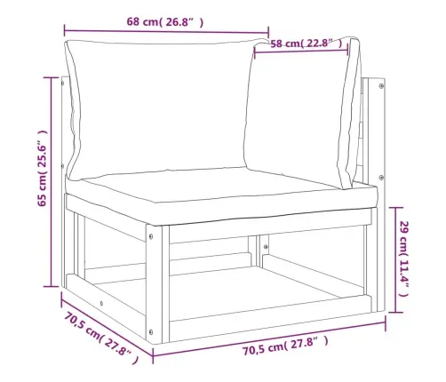 Sodo Komplektas Su Pilkomis Pagalvėlėmis, 6 Dalių, Mediena