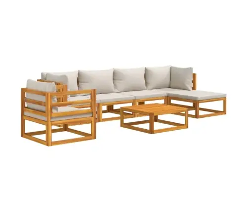 7-Daļīgs Dārza Atpūtas Mēbeļu Komplekts Ar Matračiem, Masīvkoks Vidaxl