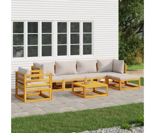 7-Daļīgs Dārza Atpūtas Mēbeļu Komplekts Ar Matračiem, Masīvkoks Vidaxl