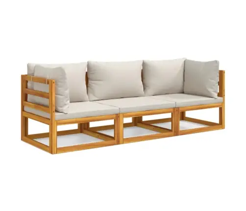 3-Daļīgs Dārza Atpūtas Mēbeļu Komplekts Ar Matračiem, Masīvkoks Vidaxl