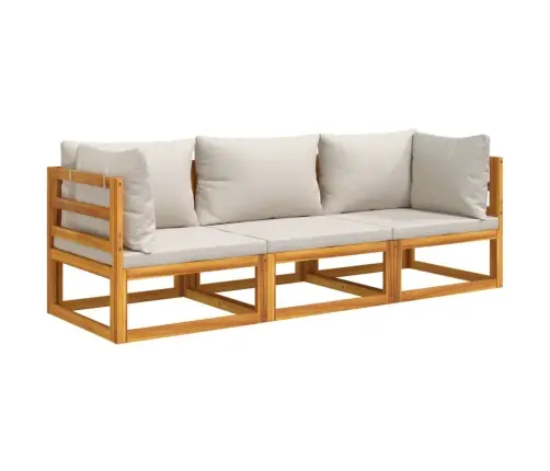 3-Daļīgs Dārza Atpūtas Mēbeļu Komplekts Ar Matračiem, Masīvkoks Vidaxl