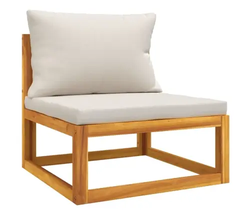 4-Osaline Aiamööbli Komplekt Helehallide Patjadega, Täispuit