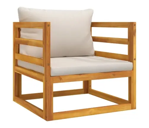 5-Osaline Aiamööbli Komplekt Helehallide Patjadega, Täispuit