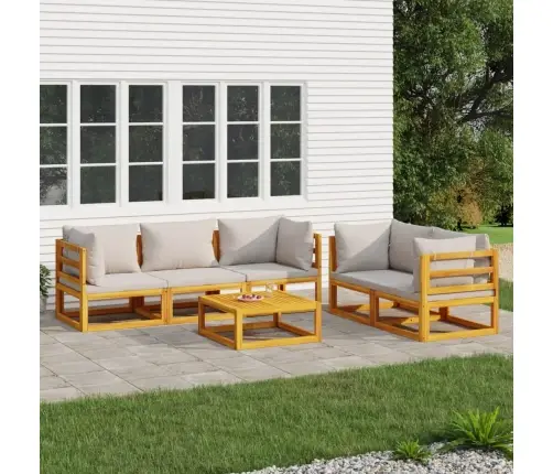 Sodo Komplektas Su Pilkomis Pagalvėlėmis, 6 Dalių, Mediena