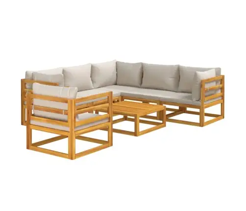 7-Daļīgs Dārza Atpūtas Mēbeļu Komplekts Ar Matračiem, Masīvkoks Vidaxl