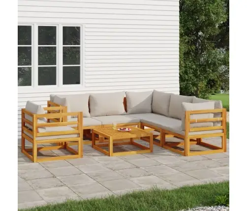 7-Daļīgs Dārza Atpūtas Mēbeļu Komplekts Ar Matračiem, Masīvkoks Vidaxl