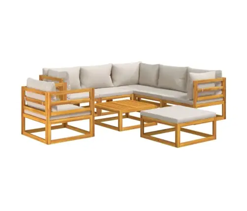 8-Daļīgs Dārza Atpūtas Mēbeļu Komplekts Ar Matračiem, Masīvkoks Vidaxl