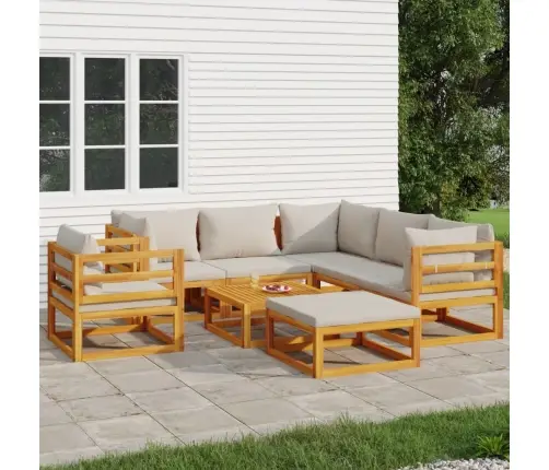 8-Daļīgs Dārza Atpūtas Mēbeļu Komplekts Ar Matračiem, Masīvkoks Vidaxl