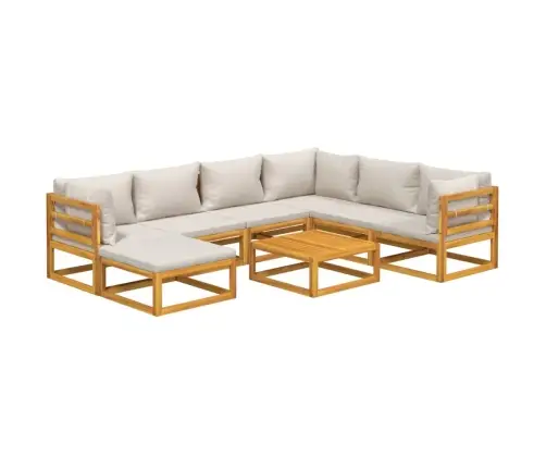 8-Daļīgs Dārza Atpūtas Mēbeļu Komplekts Ar Matračiem, Masīvkoks Vidaxl