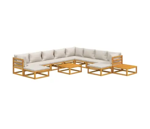 Sodo Komplektas Su Pilkomis Pagalvėlėmis, 12 Dalių, Mediena