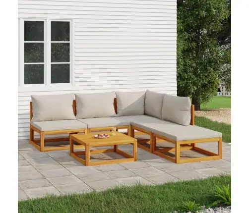 6-Daļīgs Dārza Atpūtas Mēbeļu Komplekts Ar Matračiem, Masīvkoks Vidaxl