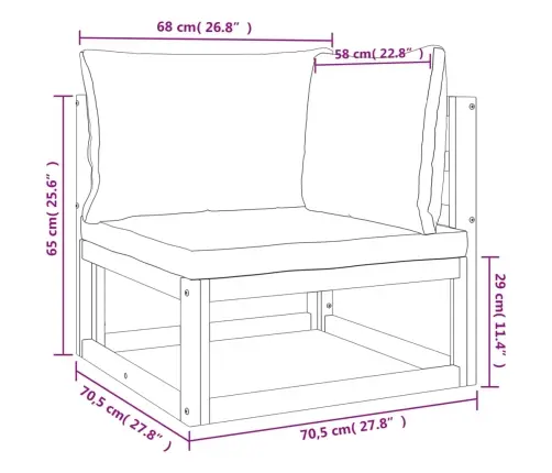 5-Osaline Aiamööbli Komplekt Helehallide Patjadega, Täispuit