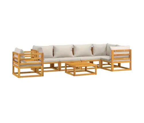 Sodo Komplektas Su Pilkomis Pagalvėlėmis, 7 Dalių, Mediena