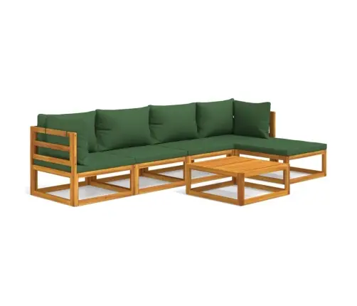 Sodo Komplektas Su Žalios Spalvos Pagalvėlėmis, 6Dalių, Mediena