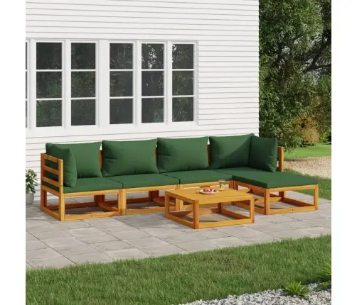 Sodo Komplektas Su Žalios Spalvos Pagalvėlėmis, 6Dalių, Mediena