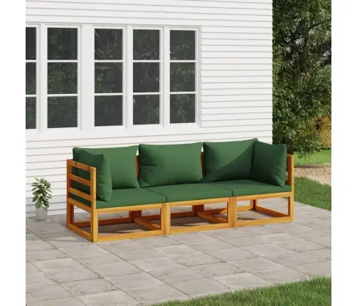 3-Daļīgs Dārza Atpūtas Mēbeļu Komplekts Ar Matračiem, Masīvkoks Vidaxl