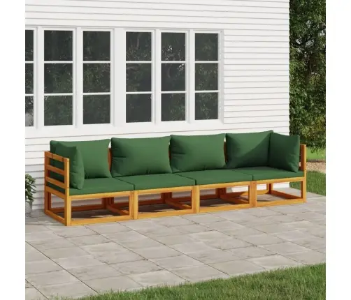 Sodo Komplektas Su Žalios Spalvos Pagalvėlėmis, 4Dalių, Mediena