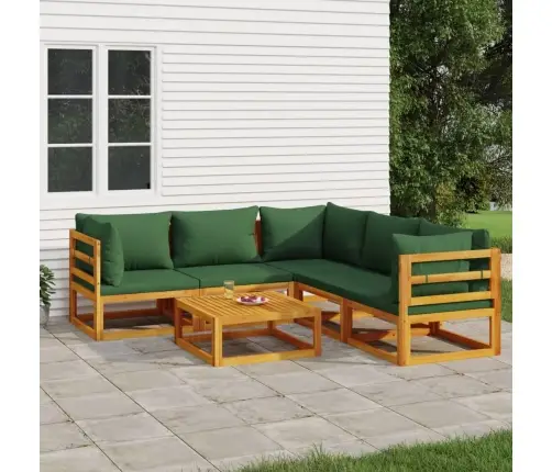 6-Daļīgs Dārza Atpūtas Mēbeļu Komplekts Ar Matračiem, Masīvkoks Vidaxl