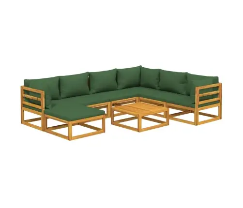 Sodo Komplektas Su Žalios Spalvos Pagalvėlėmis, 8Dalių, Mediena