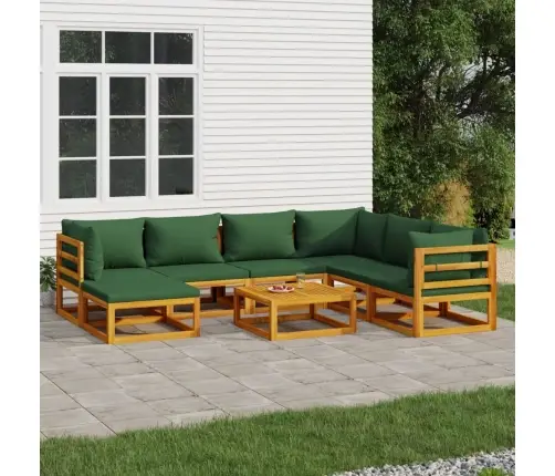 Sodo Komplektas Su Žalios Spalvos Pagalvėlėmis, 8Dalių, Mediena