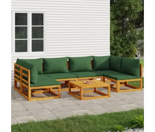 7-Daļīgs Dārza Atpūtas Mēbeļu Komplekts Ar Matračiem, Masīvkoks Vidaxl