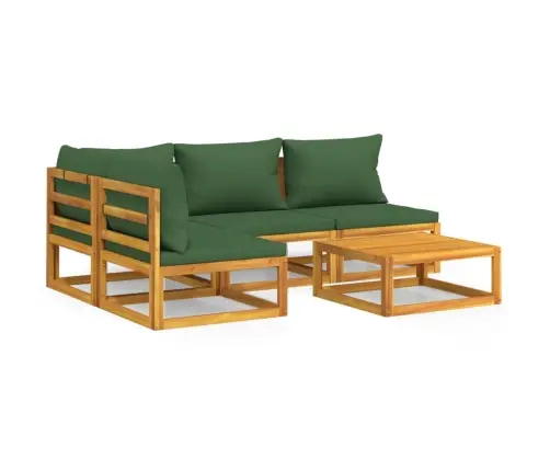 Sodo Komplektas Su Žalios Spalvos Pagalvėlėmis, 5Dalių, Mediena