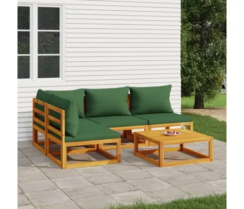 Sodo Komplektas Su Žalios Spalvos Pagalvėlėmis, 5Dalių, Mediena