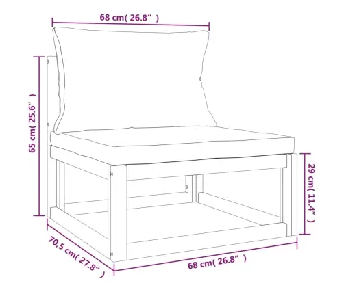 4-Osaline Aiamööbli Komplekt Roheliste Patjadega, Täispuit