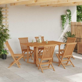 Dārza Ēdamgalds 7 Pcs Brūna 140 X 80 X 75 Cm Masīvs Tīkkoks Vidaxl