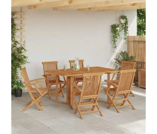 7 Daļu Dārza Galdiņš Cieta Koks Teak Vidaxl