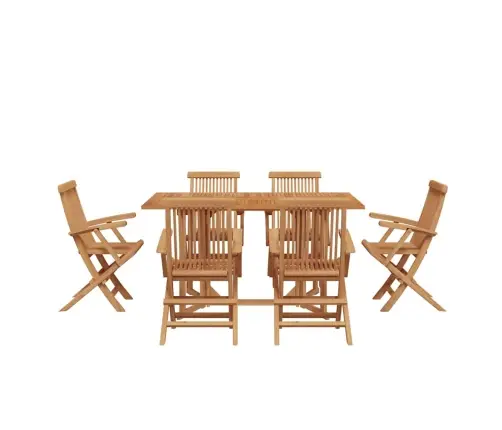 7 Daļu Dārza Galdiņš Cieta Koks Teak Vidaxl