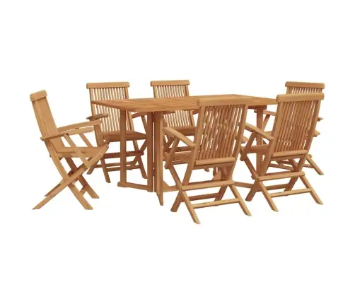7 Daļu Dārza Galdiņš Cieta Koks Teak Vidaxl
