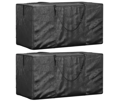 Dārza Spilvenu Somas, 2 Gab., 150X75X75 Cm, Pe, Melnas Vidaxl