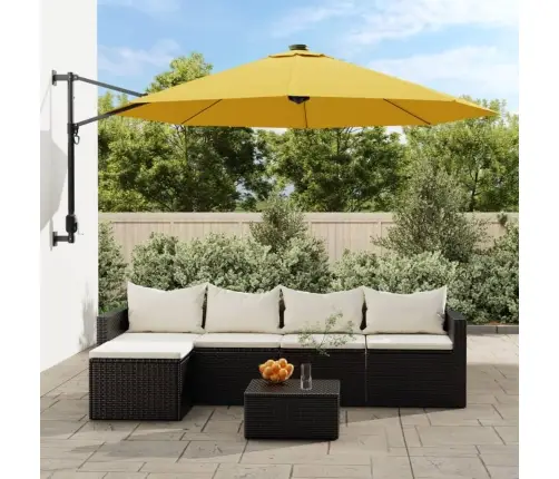 Pie Sienas Stiprināms Saulessargs, Dzeltens, 290 Cm Vidaxl