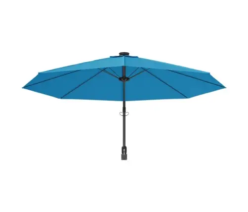 Pie Sienas Stiprināms Saulessargs Ar Led, 290 Cm, Jūras Zils Vidaxl