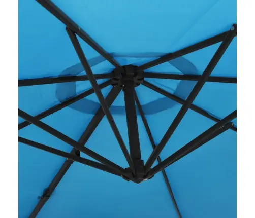 Pie Sienas Stiprināms Saulessargs Ar Led, 290 Cm, Jūras Zils Vidaxl