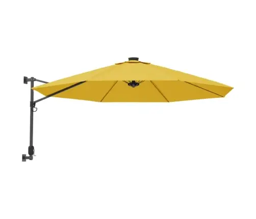 Pie Sienas Stiprināms Saulessargs Ar Led, Dzeltens, 290 Cm Vidaxl