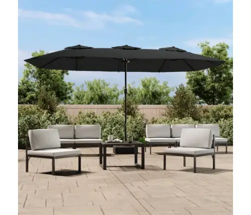 Saulessargs Ar 2 Jumtiņiem, Melns, 449X265 Cm Vidaxl