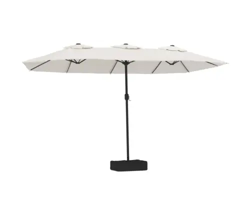 Saulessargs Ar 2 Jumtiņiem Un Led, 449X265 Cm, Smilšu Balts Vidaxl