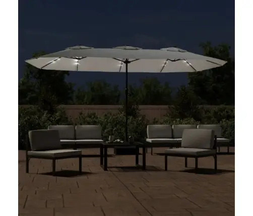 Saulessargs Ar 2 Jumtiņiem Un Led, 449X265 Cm, Smilšu Balts Vidaxl