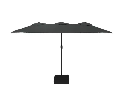 Dvigubas Sodo Skėtis Nuo Saulės Su Led, Antracito, 449X265Cm