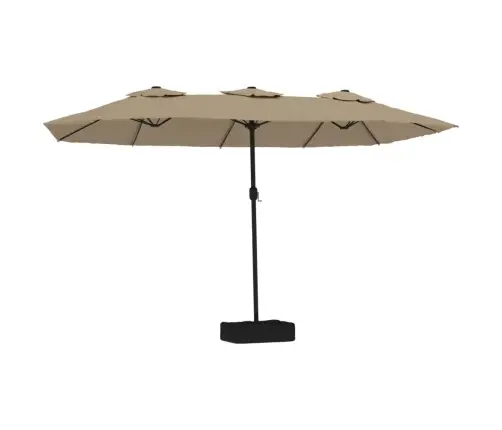 Saulessargs Ar 2 Jumtiņiem Un Led, 449X265 Cm, Pelēkbrūns Vidaxl